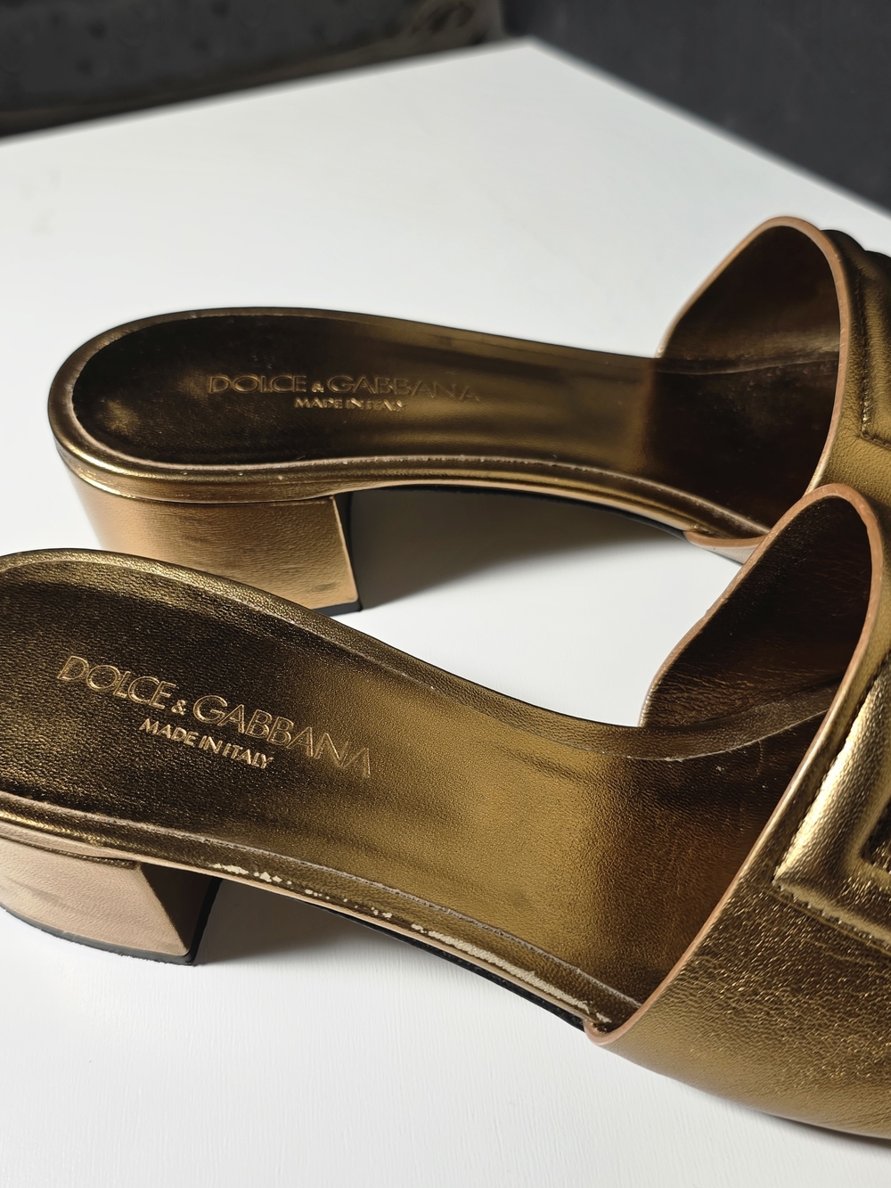 Dolce&Gabbana  Cutout DG Metallic Leather Mule Sandals Size 9 (39) - Picture 5 of 13